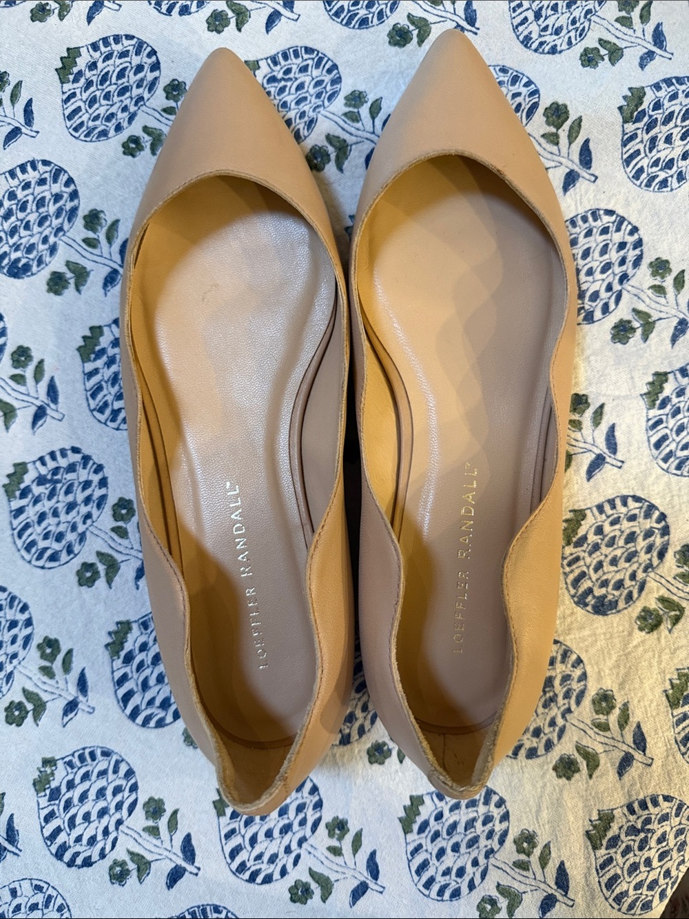 Loeffler Randall Pointed Toe Tan Leather Flats
